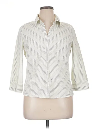 Pre-owned Worthington 3/4 Sleeve Button Down Shirt In Ivory
