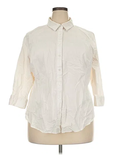 Pre-owned Worthington 3/4 Sleeve Button Down Shirt In Ivory