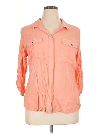 Pre-owned Worthington 3/4 Sleeve Button Down Shirt In Orange