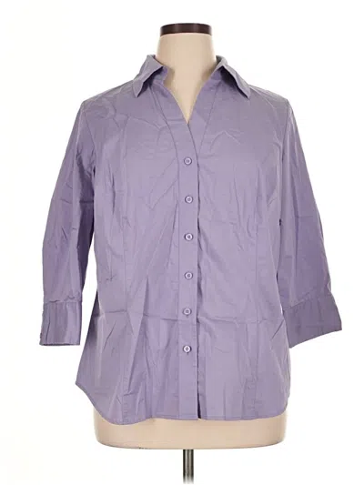 Pre-owned Worthington 3/4 Sleeve Button Down Shirt In Purple