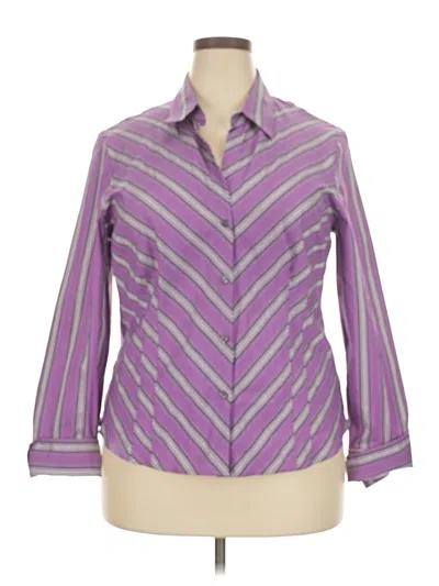 Worthington 3/4 Sleeve Button Down Shirt In Purple
