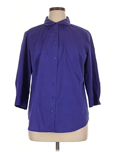 Pre-owned Worthington 3/4 Sleeve Button Down Shirt In Purple