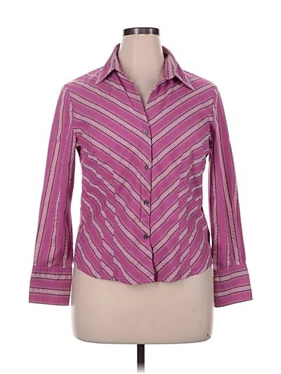 Pre-owned Worthington 3/4 Sleeve Button Down Shirt In Purple