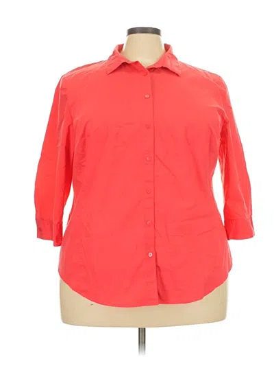 Pre-owned Worthington 3/4 Sleeve Button Down Shirt In Red