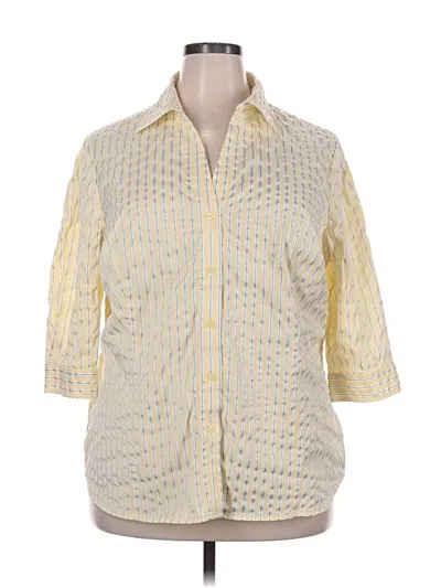 Pre-owned Worthington 3/4 Sleeve Button Down Shirt In Yellow