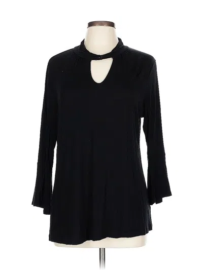 Pre-owned Worthington 3/4 Sleeve Top Black Keyhole Neckline Tops
