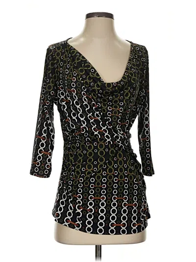 Pre-owned Worthington 3/4 Sleeve Top Black Plunge Neckline Tops