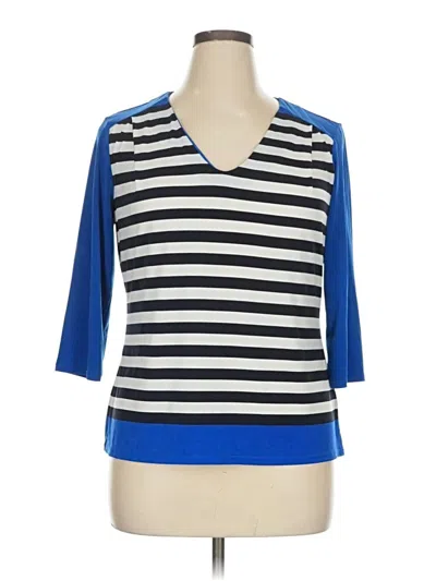 Pre-owned Worthington 3/4 Sleeve Top Blue V-neck Tops