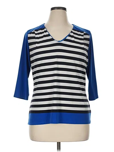 Pre-owned Worthington 3/4 Sleeve Top Blue V-neck Tops