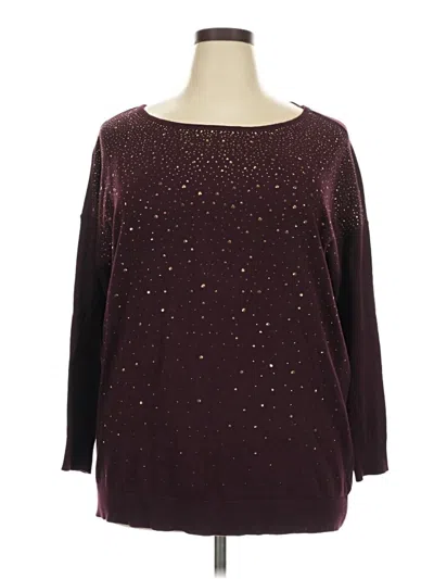 Pre-owned Worthington 3/4 Sleeve Top Burgundy Boatneck Tops