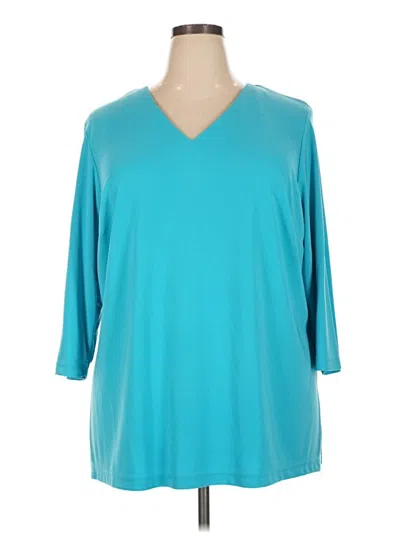 Pre-owned Worthington 3/4 Sleeve Top Teal V-neck Tops