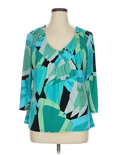 Pre-owned Worthington 3/4 Sleeve T-shirt In Blue