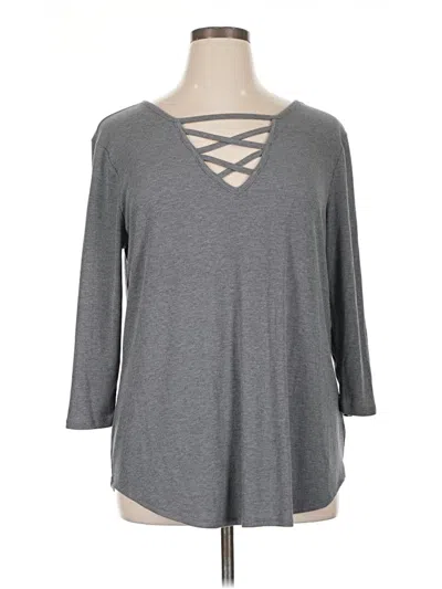 Pre-owned Worthington 3/4 Sleeve T-shirt In Gray