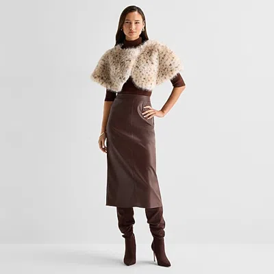 Worthington Faux Fur Wrap In Beige
