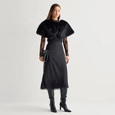 Worthington Faux Fur Wrap In Black