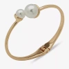 Worthington Gold Tone & Pearl Hinge Womens Cuff Bracelet In Gold