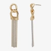 Worthington Gold Tone & White Tassel Womens Drop Earrings In Gold