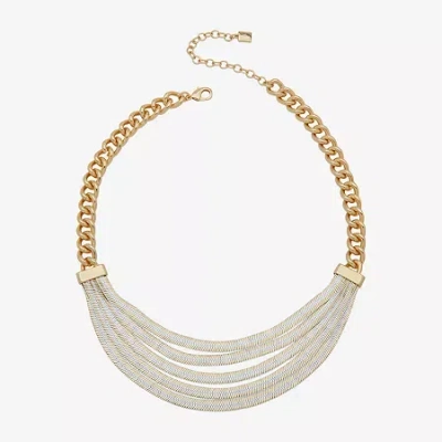 Worthington Gold Tone & White Womens 16 Inch Collar Necklace