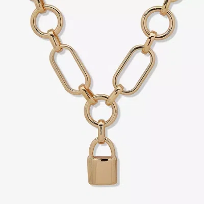 Worthington Gold Tone Lock Womens 17 Inch Pendant Necklace