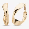 Worthington Gold Tone Wavy Womens 55.9mm Hoop Earrings In Gold