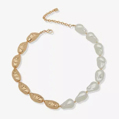 Worthington Gold Tone Womens 17 Inch Collar Necklace