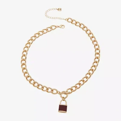 Worthington Gold Tone Womens 17 Inch Pendant Necklace In Purple