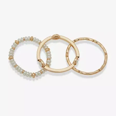 Worthington Gold Tone Womens 3-pc. White Bracelet Set
