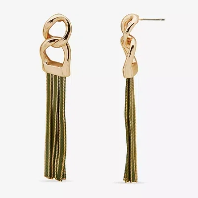 Worthington Gold Tone Womens Drop Earrings In Green