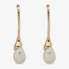 Worthington Gold Tone Womens Simulated Pearl Drop Earrings In Yellow
