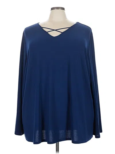 Pre-owned Worthington Long Sleeve Blouse In Blue