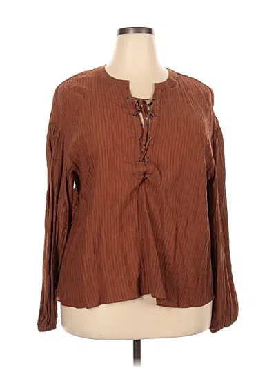 Pre-owned Worthington Long Sleeve Blouse In Brown
