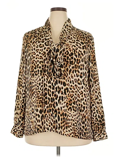 Pre-owned Worthington Long Sleeve Blouse In Brown