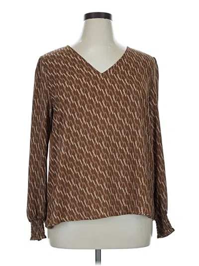 Pre-owned Worthington Long Sleeve Blouse In Brown