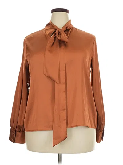 Worthington Long Sleeve Blouse In Brown