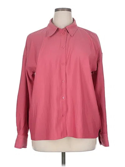 Pre-owned Worthington Long Sleeve Blouse In Burgundy