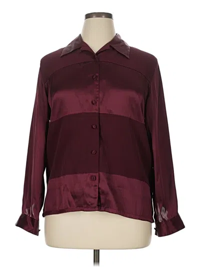 Pre-owned Worthington Long Sleeve Blouse In Burgundy
