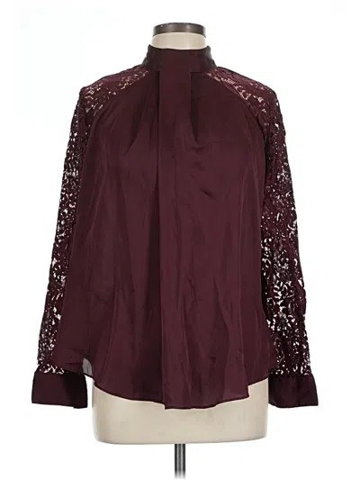 Pre-owned Worthington Long Sleeve Blouse In Burgundy