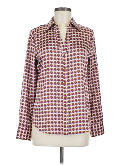 Pre-owned Worthington Long Sleeve Blouse In Burgundy