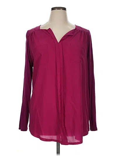 Pre-owned Worthington Long Sleeve Blouse In Burgundy