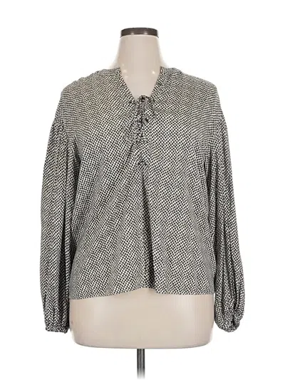 Pre-owned Worthington Long Sleeve Blouse In Gray