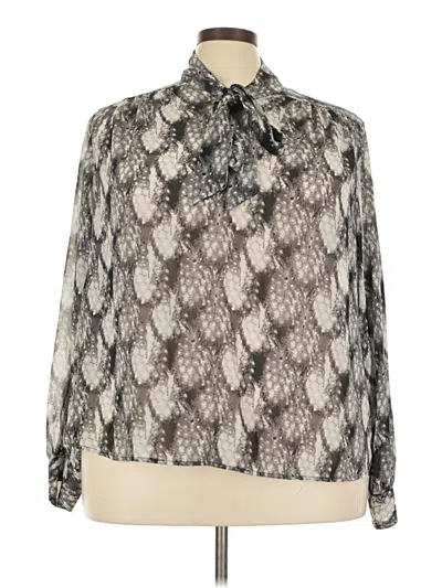 Pre-owned Worthington Long Sleeve Blouse In Silver