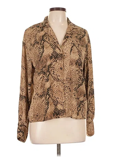 Pre-owned Worthington Long Sleeve Polo Shirt In Tan