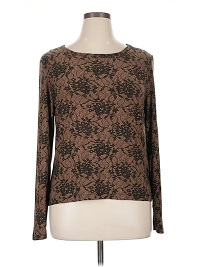 Pre-owned Worthington Long Sleeve Top Brown Boatneck Tops
