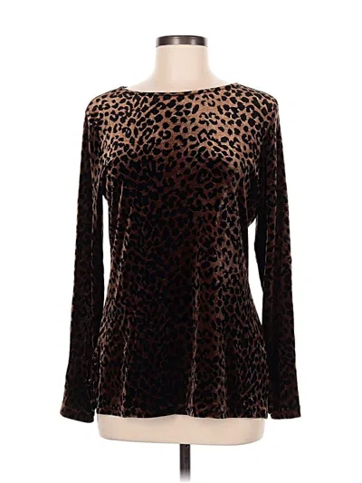 Pre-owned Worthington Long Sleeve Top Brown Square Neckline Tops