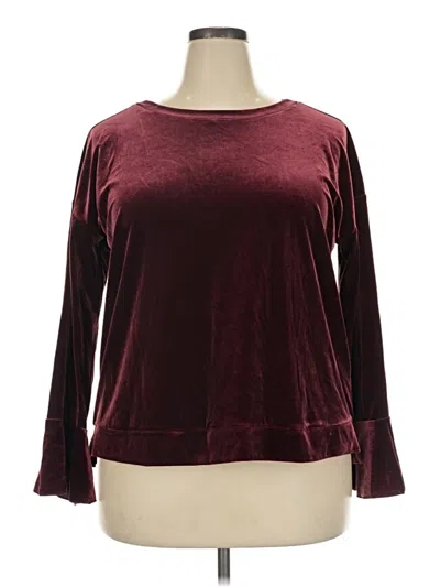 Worthington Long Sleeve Top Burgundy Boatneck Tops