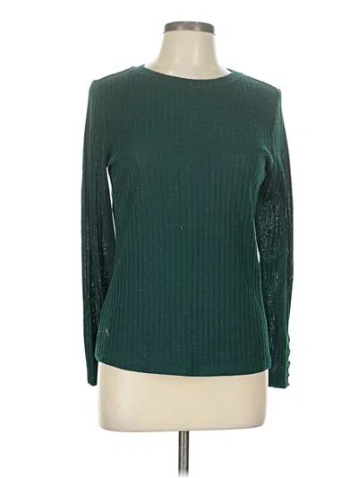 Pre-owned Worthington Long Sleeve Top Green Crew Neck Tops