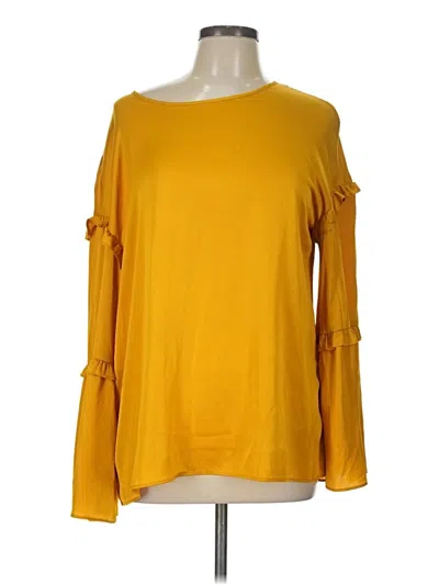 Pre-owned Worthington Long Sleeve Top Yellow Cold Shoulder Neckline Tops
