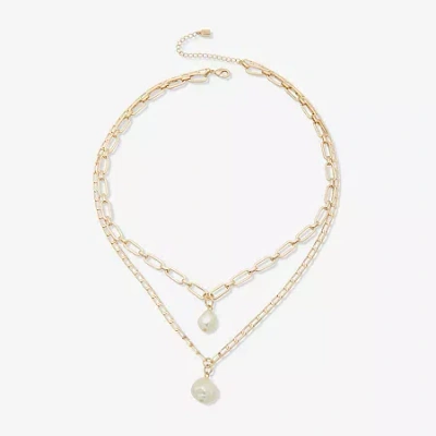 Worthington Pendant Womens White 21 Inch Strand Necklace In Gold