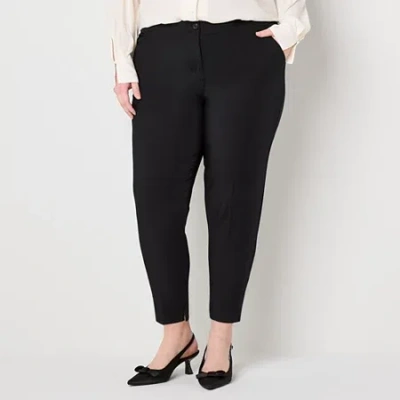 Worthington Plus Womens Ankle Pant In Black