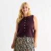 Worthington Plus Womens Crew Neck Sleeveless Pullover Sweater In Purple